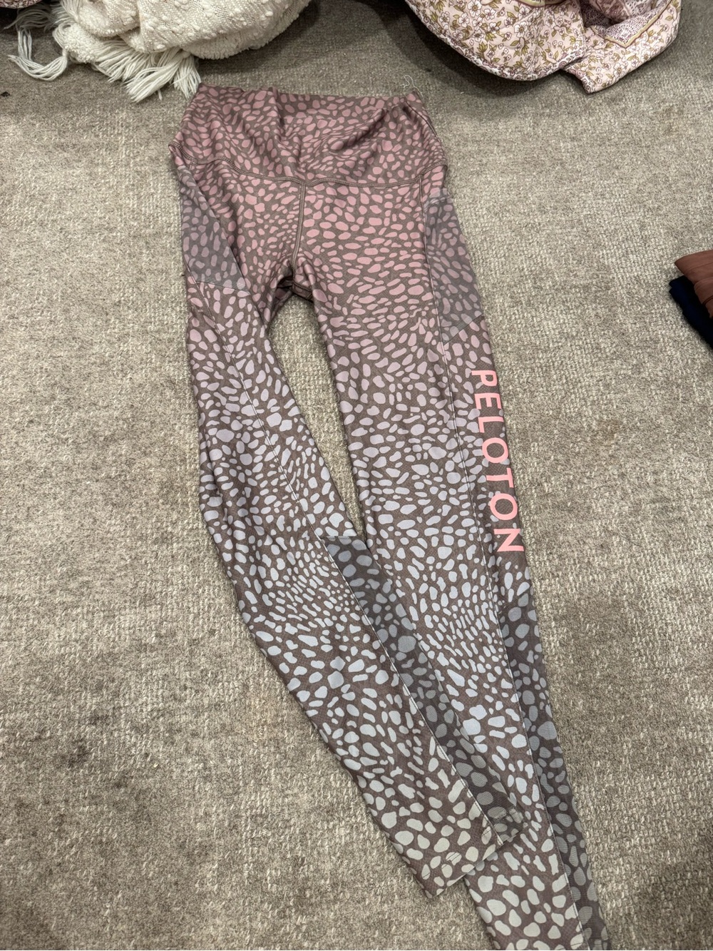 Peloton Mauve Pink Dotted Print Kids Leggings